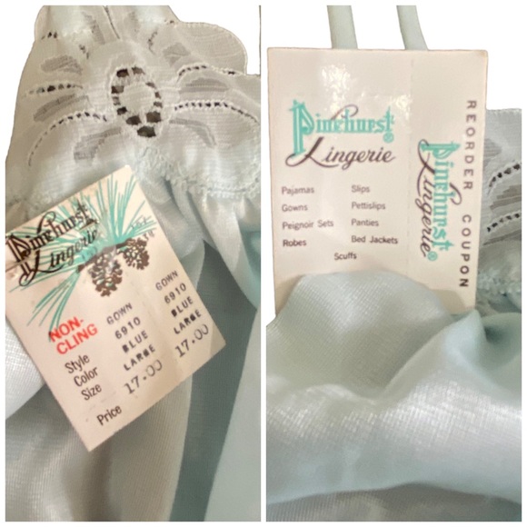 VTG Long Blue Lacey Nylon Full Slip Pinehurst Lingerie 1980s Size L Large W Tag - Picture 7 of 12